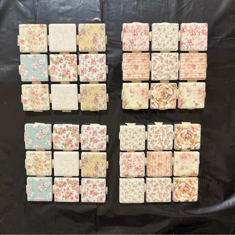 Ceramic Shabby Chic/Vintage Flower Mosaic Tile - 36 Pieces